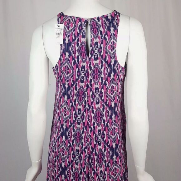 NWT Womens Size XS Express Pink Purple Tribal Geometric Boho Peasant Maxi Dress  - Picture 7 of 9
